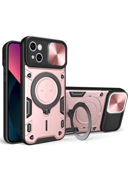Apple iPhone 13 Slide Kamera Koruma Telefon Kılıfı Pc+Tpu Dönen Kickstand ile Tpu Damla Geçirmez Kapak (Yurt Dışından)