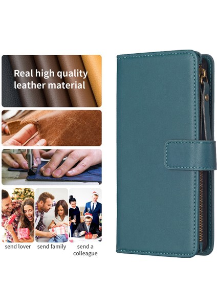 Apple iPhone 12 /12 Pro Proderi Anti Deri Kılıf Zipper Cep Stand Telefon Cüzdan Kapağı (Yurt Dışından)