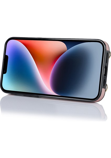 Apple iPhone 14 Plus Fermuarlı Cüzdan Pu Deri Kaplı Tpu Cep Telefonu Kapağı Halka Çubuğu Kılıfı (Yurt Dışından)
