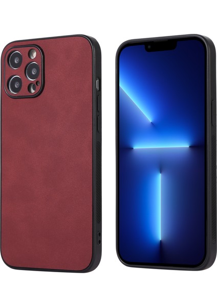 Apple iPhone 13 Pro Shock Proof Telefon Kapağı Pu Deri Kaplamalı Tpu Kılıfı (Yurt Dışından)
