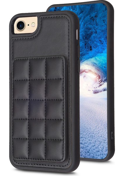 Apple iPhone 6 / 6s / 7/8 / Se (2020) / Se (2022) Kickstand Deri+Tpu Telefon Kapağı Kart Tutucu Kılıfı (Yurt Dışından)