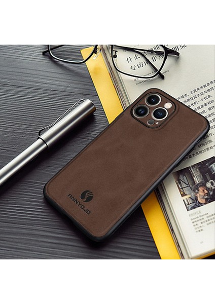 Apple iPhone 14 Pro Pu Deri Kaplamalı Pc+Tpu Kasa Desteği Manyetik Araç Montajı (Yurt Dışından)
