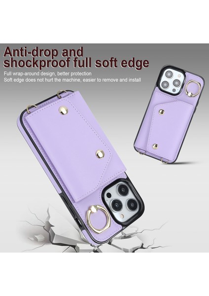 Apple iPhone 13 Pro Max Fermuar Cüzdan Kılıf Yüzüğü Kickstand Pu Deri + Tpu Telefon Kapağı (Yurt Dışından)