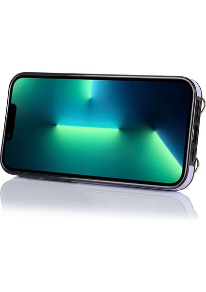 Apple iPhone 13 Pro Max Fermuar Cüzdan Kılıf Yüzüğü Kickstand Pu Deri + Tpu Telefon Kapağı (Yurt Dışından)