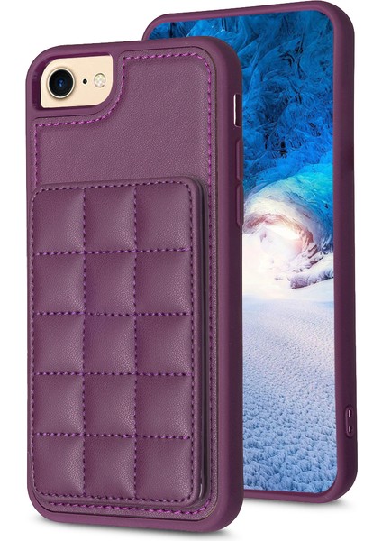 Apple iPhone 6 / 6s / 7/8 / Se (2020) / Se (2022) Kickstand Deri+Tpu Telefon Kapağı Kart Tutucu Kılıfı (Yurt Dışından)