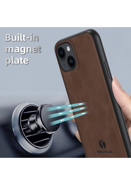 Apple iPhone 14 Telefon Kasası Desteği Manyetik Araba Montajı Pu Deri Kaplı Pc+Tpu Kapağı (Yurt Dışından)