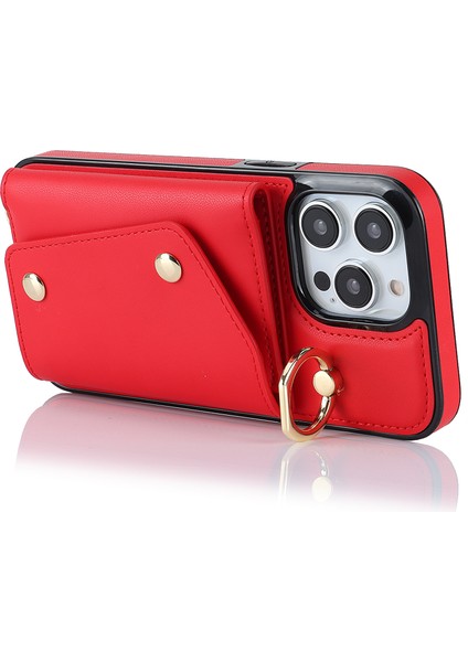Apple iPhone 13 Pro Max Fermuar Cüzdan Kılıf Yüzüğü Kickstand Pu Deri + Tpu Telefon Kapağı (Yurt Dışından)