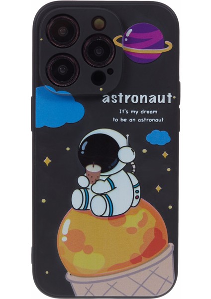 Apple iPhone 14 Pro Max Cartoon Astronot Desen Baskı Anti-Drop Telefon Kılıfı Yumuşak Tpu Kapağı (Yurt Dışından)