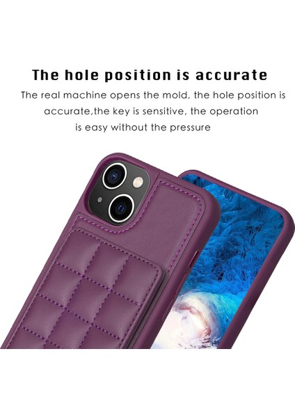 Apple iPhone 13 /14 Pu Deri Kaplamalı Tpu Kapak Kart Yuvaları Kickstand Telefon Kılıfı (Yurt Dışından)