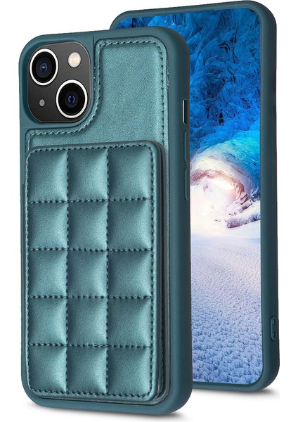 Apple iPhone 13 /14 Pu Deri Kaplamalı Tpu Kapak Kart Yuvaları Kickstand Telefon Kılıfı (Yurt Dışından)