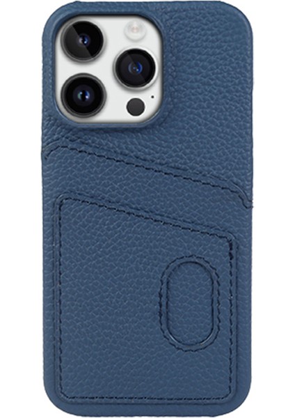 Apple iPhone 13 Pro Max Litchi Doku Telefon Kılıfı Çift Kart Yuvaları Cowhide Deri+Pc Kapağı (Yurt Dışından)