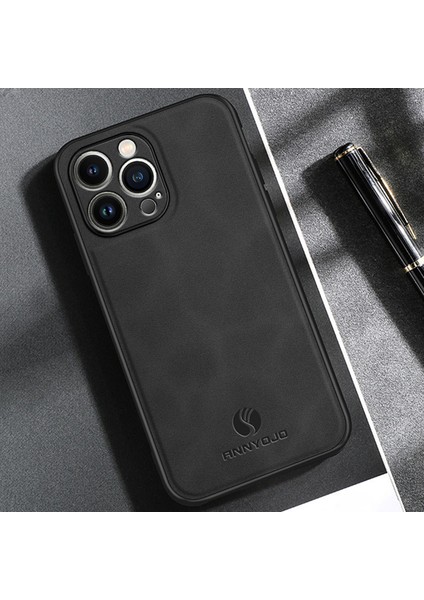 Apple iPhone 14 Pro Pu Deri Kaplamalı Pc+Tpu Kasa Desteği Manyetik Araç Montajı (Yurt Dışından)