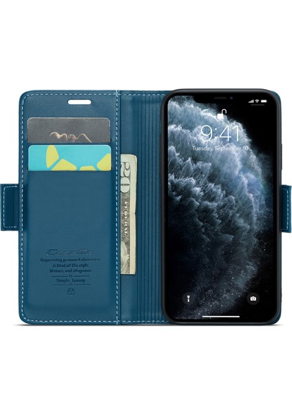 Apple iPhone 11 Pro , Rfıd Engelleme Litchi Doku Cüzdan Kapağı Deri Telefon Kılıfı (Yurt Dışından)