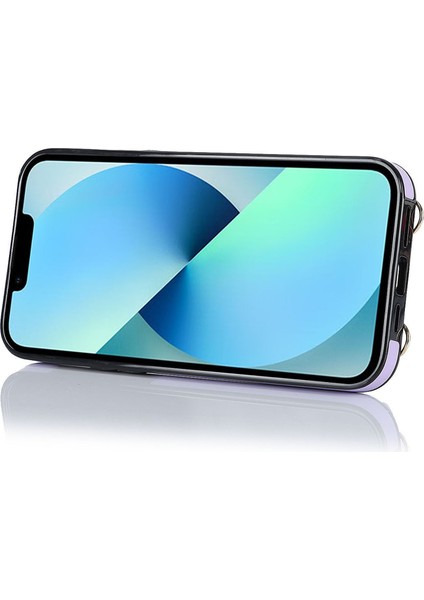 Apple iPhone 13 Mini Pu Deri Kaplamalı Tpu Döner Yüzük Kickstand Telefon Kasası Fermuarlı Cüzdan Telefon Kapağı (Yurt Dışından) fırsatları