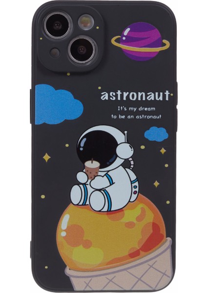 Apple iPhone 14 Plus Cartoon Astronot Desen Baskı Yumuşak Tpu Kapak Sonbahar Kanıtı Telefon Kılıfı (Yurt Dışından)