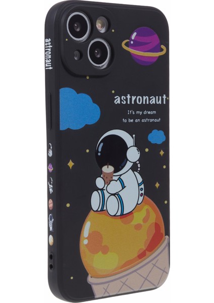 Apple iPhone 14 Plus Cartoon Astronot Desen Baskı Yumuşak Tpu Kapak Sonbahar Kanıtı Telefon Kılıfı (Yurt Dışından)