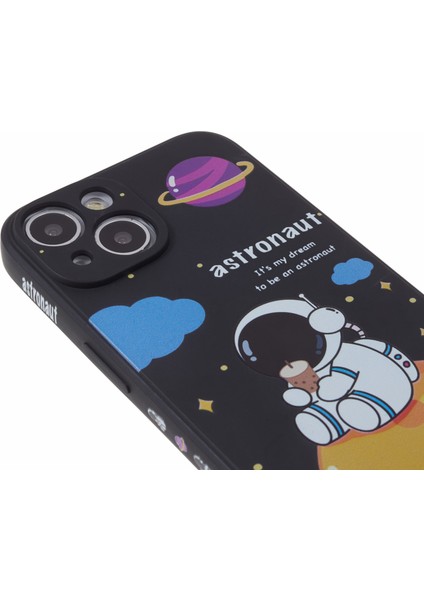 Apple iPhone 14 Plus Cartoon Astronot Desen Baskı Yumuşak Tpu Kapak Sonbahar Kanıtı Telefon Kılıfı (Yurt Dışından)