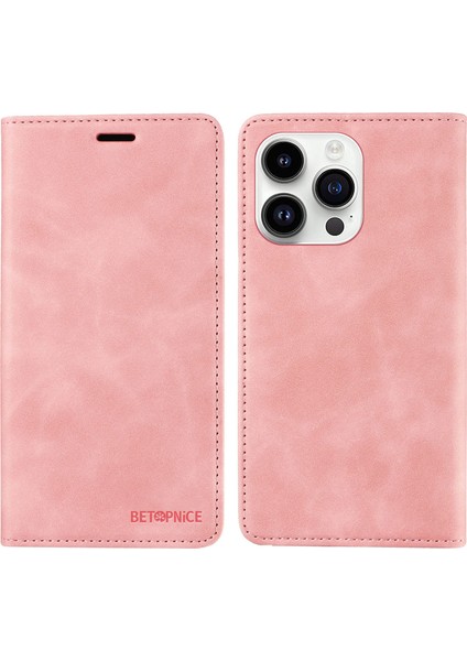 Apple iPhone 14 Pro Max Magnety Telefon Kılıfı Pu Deri Stand Kapağı Rfıd Engelleme Cüzdan Telefon Kabuğu (Yurt Dışından)