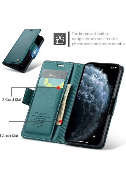 Apple iPhone 11 Pro , Rfıd Engelleme Litchi Doku Cüzdan Kapağı Deri Telefon Kılıfı (Yurt Dışından)