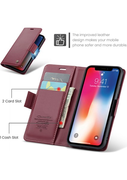 Apple iPhone xs Rfıd Engelleme Deri Kılıf, Litchi Doku Stand Cüzdan Telefon Kapağı (Yurt Dışından)