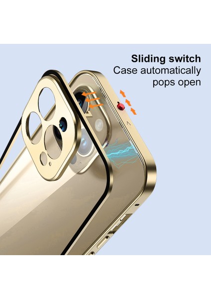 Apple iPhone 14 Pro Güvenlik Kilidi Telefon Kılıfı Alüminyum Alaşım+Temperli Cam Çift Taraflı Koruma Kapağı (Yurt Dışından) modelleri