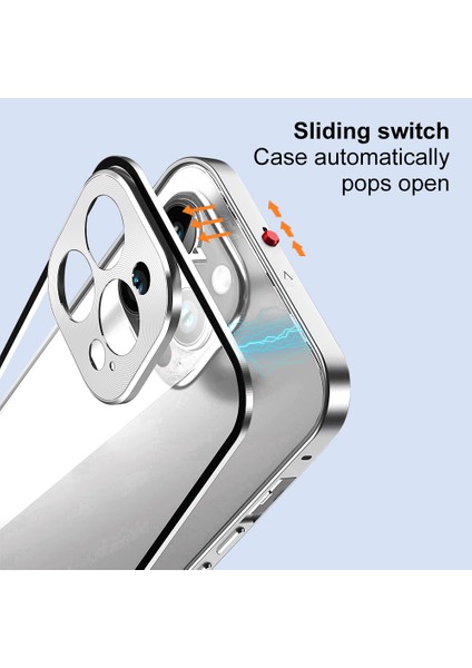 Apple iPhone 14 Pro Güvenlik Kilidi Telefon Kılıfı Alüminyum Alaşım+Temperli Cam Çift Taraflı Koruma Kapağı (Yurt Dışından)