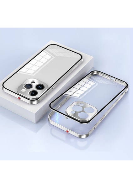 Apple iPhone 14 Pro Güvenlik Kilidi Telefon Kılıfı Alüminyum Alaşım+Temperli Cam Çift Taraflı Koruma Kapağı (Yurt Dışından)