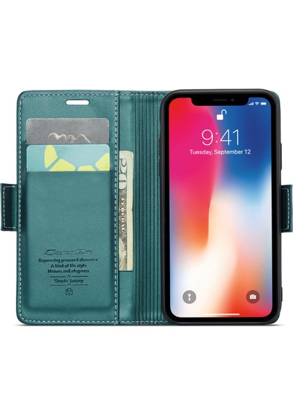 Apple iPhone xs Rfıd Engelleme Deri Kılıf, Litchi Doku Stand Cüzdan Telefon Kapağı (Yurt Dışından)