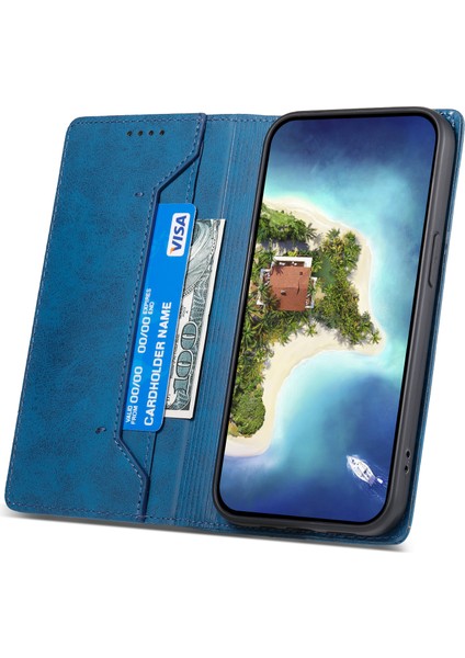 Apple iPhone 14 Pro Max Rfıd Engelleme Telefon Kılıfı Pu Deri Cüzdan Stand Iş Kapağı (Yurt Dışından)