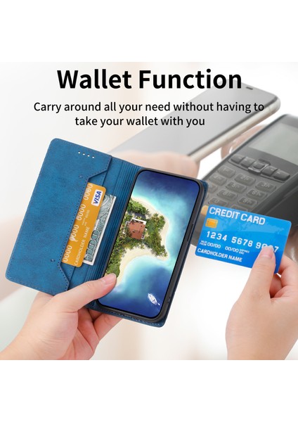 Apple iPhone 14 Pro Max Rfıd Engelleme Telefon Kılıfı Pu Deri Cüzdan Stand Iş Kapağı (Yurt Dışından)