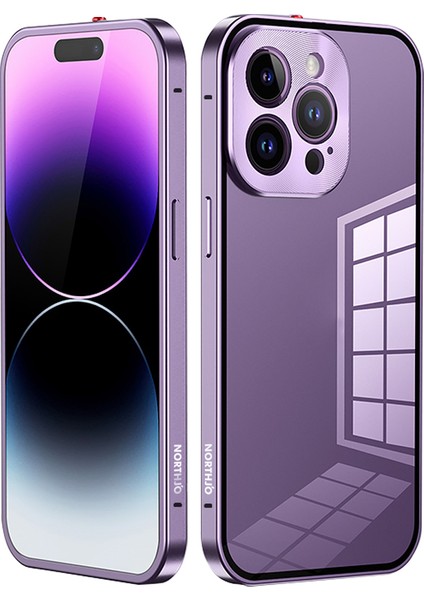 Apple iPhone 14 Pro Güvenlik Kilidi Telefon Kılıfı Alüminyum Alaşım+Temperli Cam Çift Taraflı Koruma Kapağı (Yurt Dışından)