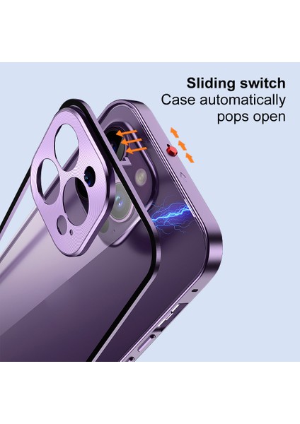 Apple iPhone 14 Pro Güvenlik Kilidi Telefon Kılıfı Alüminyum Alaşım+Temperli Cam Çift Taraflı Koruma Kapağı (Yurt Dışından)