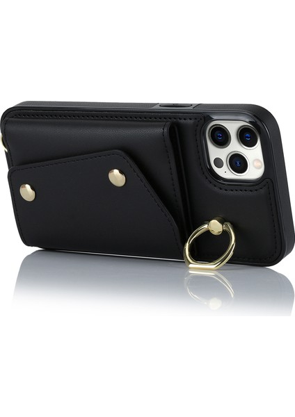 Apple iPhone 12 Pro Ring Kickstand Pu Deri Kaplamalı Tpu Arka Kapak Fermuarlı Cüzdanlı Telefon Kasası (Yurt Dışından) modelleri