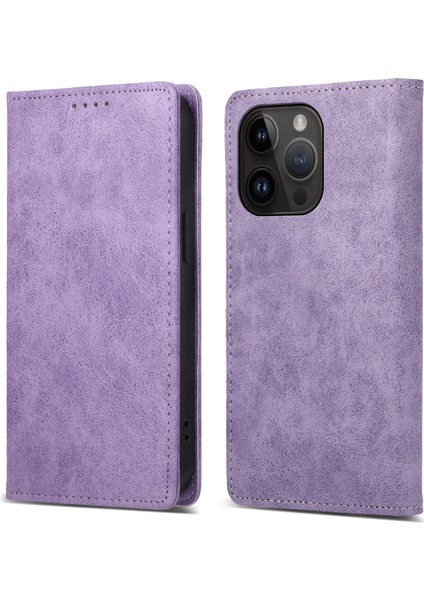 Apple iPhone 14 Pro Deri Telefon Kılıfı Koruyucu Kapak Rfıd Blowantıce Cül Stand Kubu (Yurt Dışından)