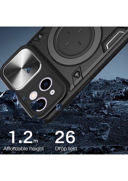 Apple iPhone 14 Slide Kamera Kapağı Arka Kapak Pc+Tpu Telefon Kılıfı ile Rotatable Kickstand (Yurt Dışından)