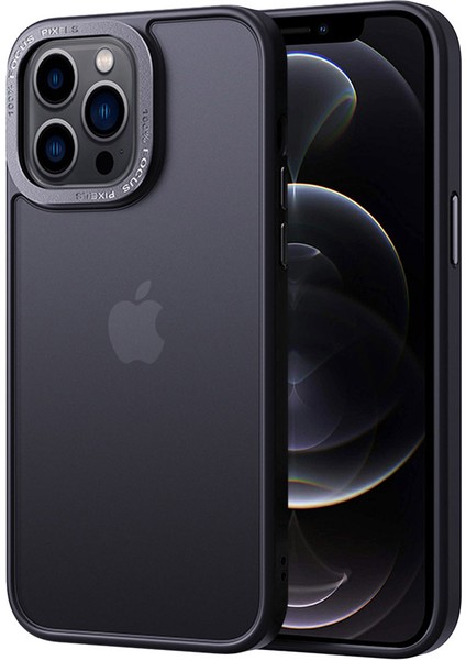 Apple iPhone 12 /12 Pro Skin-Touch Yarı Mat Mat Pc+Tpu Kılıf Metal Kamer Telefon Kapağı (Yurt Dışından)