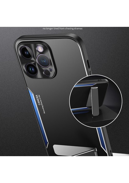 Apple iPhone 14 Pro Max Yumuşak Tpu + Sert Alüminyum Alaşım Telefon Kapağı Kickstand Telefon Kılıfı Akıllı Telefon Kabuğu (Yurt Dışından)