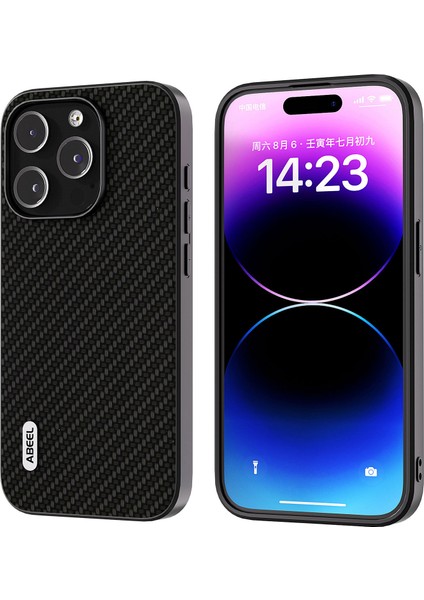 Apple iPhone 14 Pro Max Slim Fit Telefon Kılıfı Pu Deri Kaplamalı Pc+Tpu Karbon Fiber Doku Kapağı (Yurt Dışından)