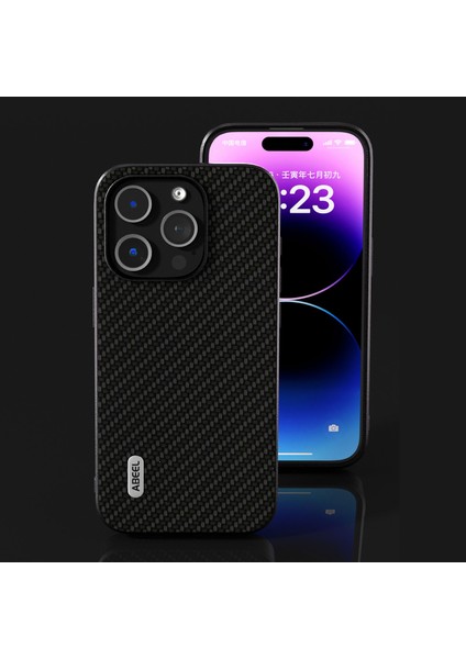 Apple iPhone 14 Pro Max Slim Fit Telefon Kılıfı Pu Deri Kaplamalı Pc+Tpu Karbon Fiber Doku Kapağı (Yurt Dışından)