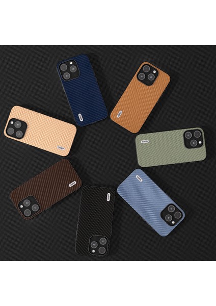 Apple iPhone 14 Pro Max Slim Fit Telefon Kılıfı Pu Deri Kaplamalı Pc+Tpu Karbon Fiber Doku Kapağı (Yurt Dışından)