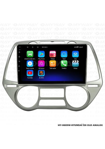Hyundai I20 Android 12 Multimedya Carplay 2gb RAM+32GB HDD Analog Navigasyon Ekran