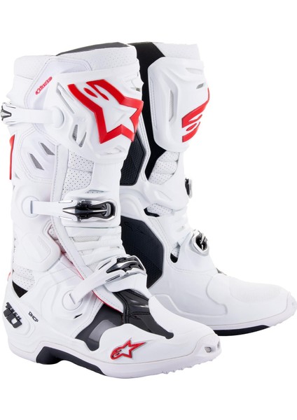 Tech 10 Supervented Kros Motosiklet Botu (Beyaz / Kırmızı)
