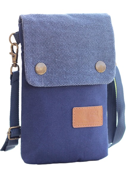 Kanvas Flip Crossbody Çanta: Cep Telefonu Kılıfı, Bileklik (Mavi) (Yurt Dışından)