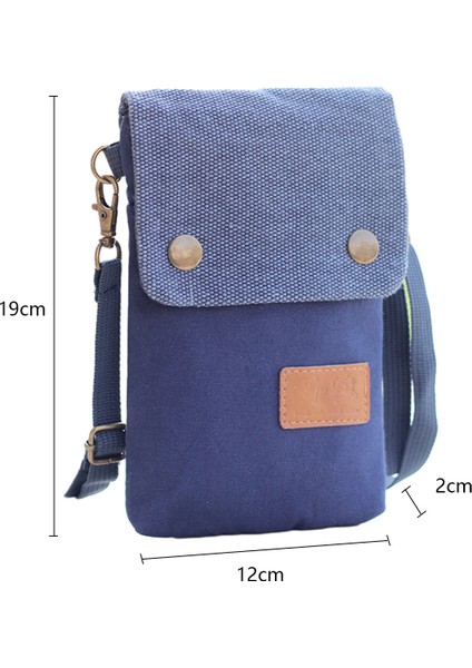 Kanvas Flip Crossbody Çanta: Cep Telefonu Kılıfı, Bileklik (Mavi) (Yurt Dışından)