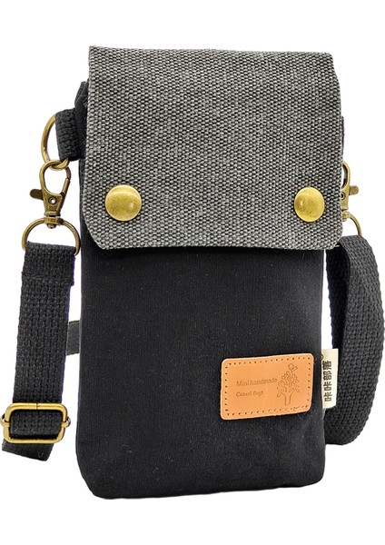 Kanvas Flip Crossbody Çanta: Cep Telefonu Kılıfı, (Yeni Siyah) (Yurt Dışından)