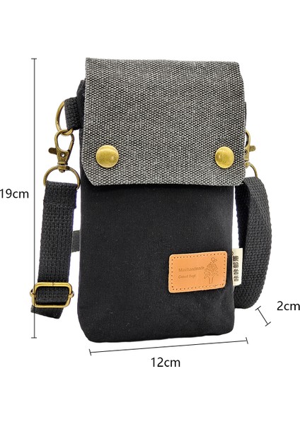 Kanvas Flip Crossbody Çanta: Cep Telefonu Kılıfı, (Yeni Siyah) (Yurt Dışından) fiyatları