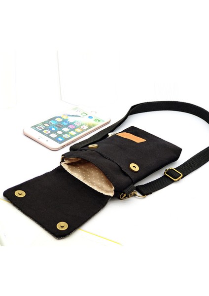 Kanvas Flip Crossbody Çanta: Cep Telefonu Kılıfı, (Yeni Siyah) (Yurt Dışından) fırsatları