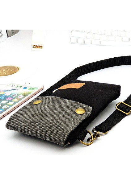 Kanvas Flip Crossbody Çanta: Cep Telefonu Kılıfı, (Yeni Siyah) (Yurt Dışından) indirimleri