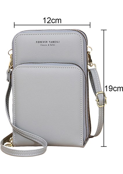 Küçük Deri Fermuarlı Crossbody Cep Telefonu Cüzdanı (Yurt Dışından)