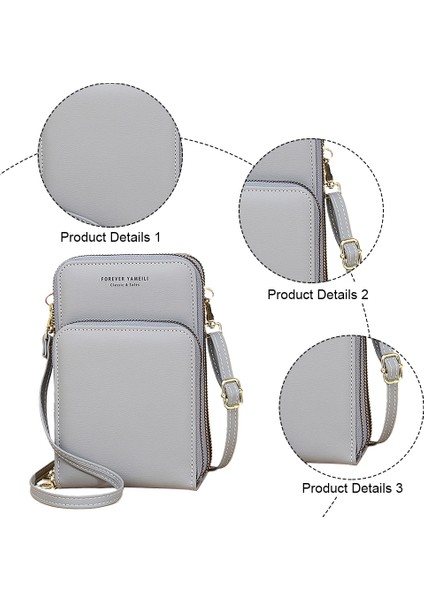 Küçük Deri Fermuarlı Crossbody Cep Telefonu Cüzdanı (Yurt Dışından)